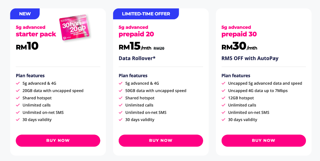 Yes 5G Advanced Prepaid Plans
