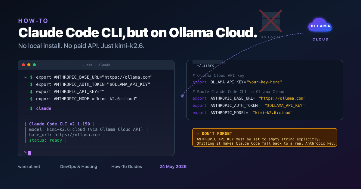 Using Claude Code CLI with Ollama Cloud API — No Local Install Needed