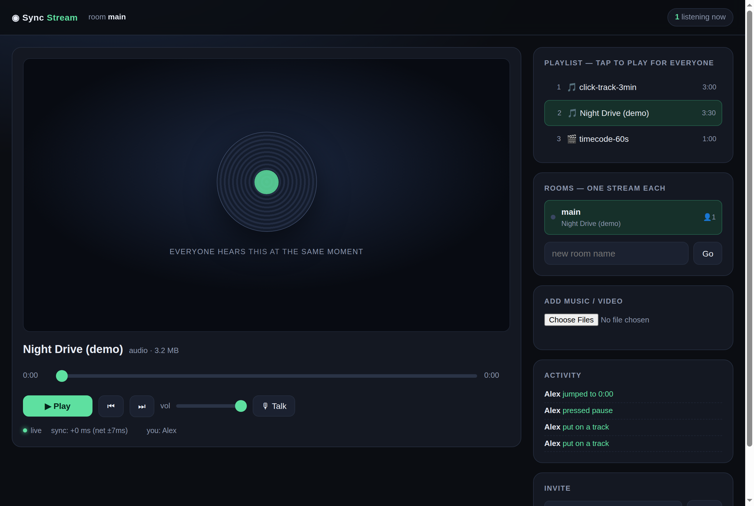 Paparan desktop Sync Stream